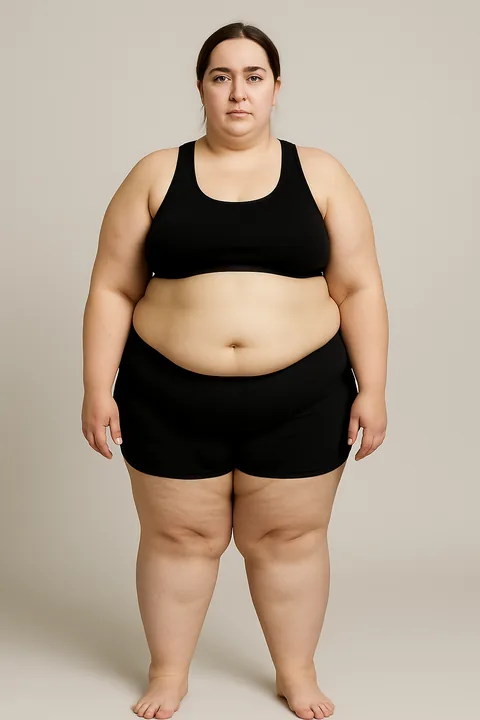Woman at about 42 percent body fat